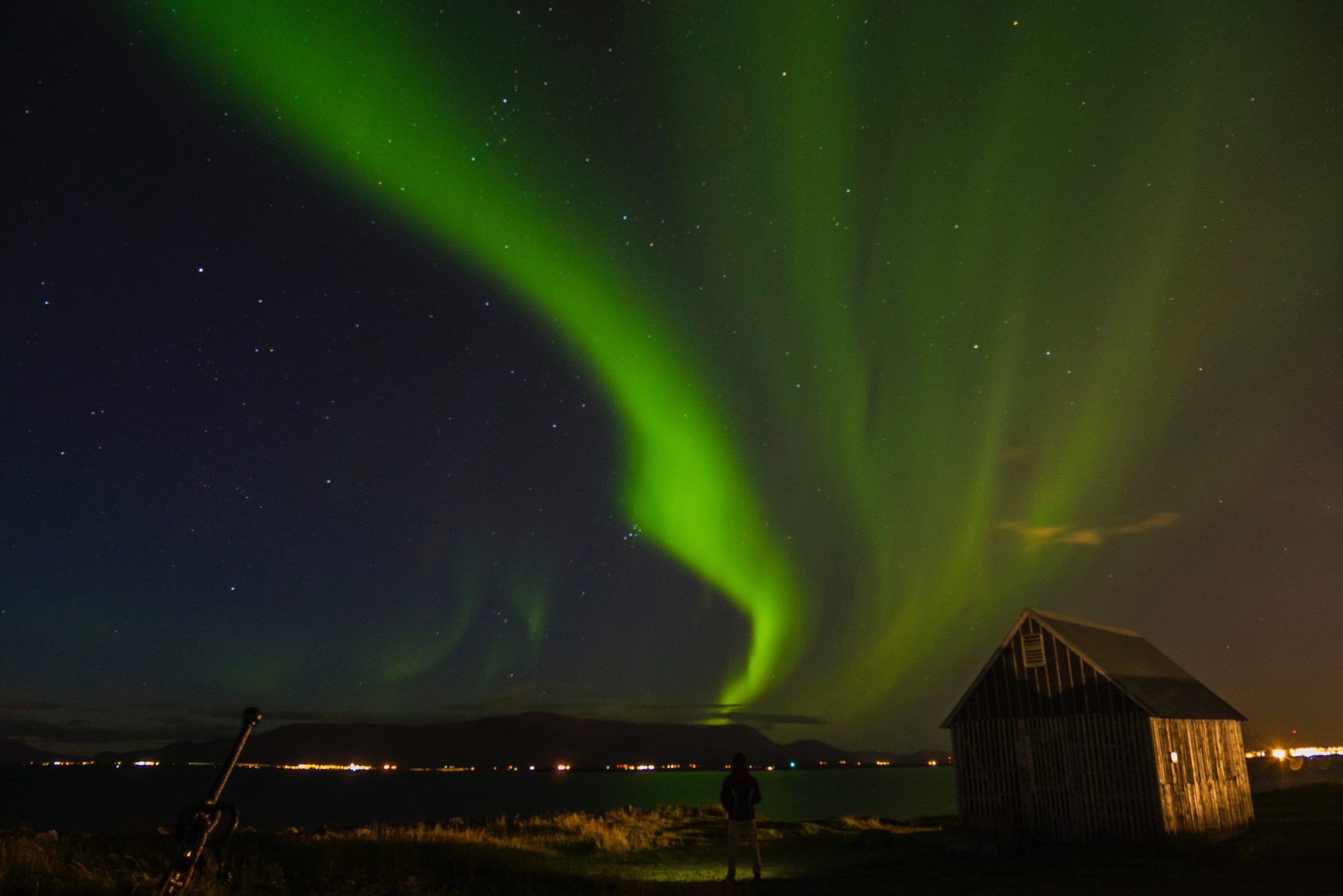 The Northern Lights in Reykjavík, Iceland