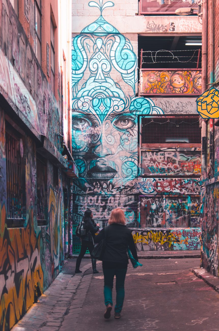 Street art on Hosier Lane in Melbourne, Australia